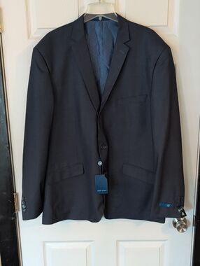 NWT Gino Vitale Men's Navy Blue Blazer 54R/48W Slim Fit GV601 Sharp Look